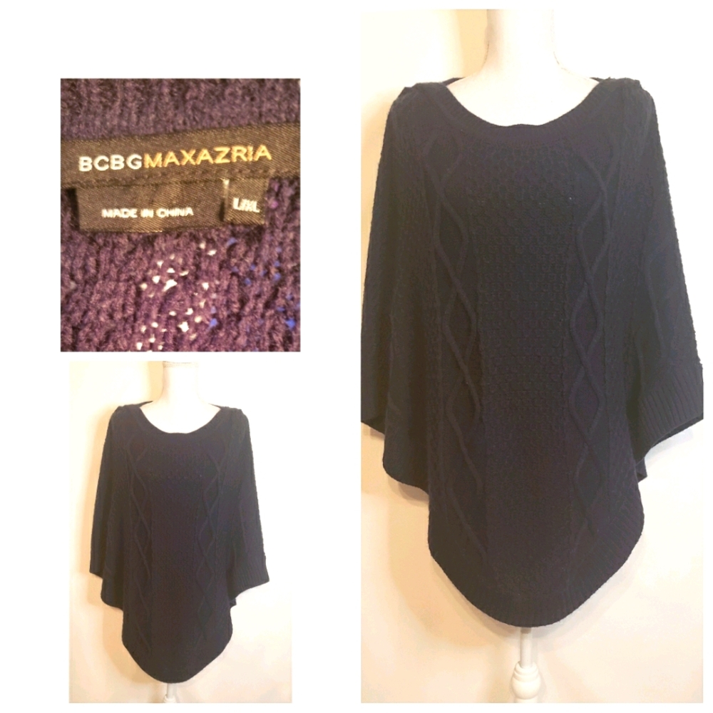 BCBG Poncho navy blue sweater